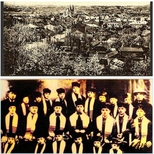 Panorama of Rivne and its yeshiva students